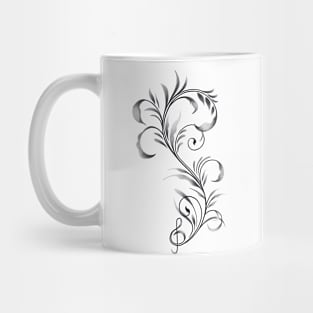 Intricate Floral Design with a Beautiful Music Clef Mug